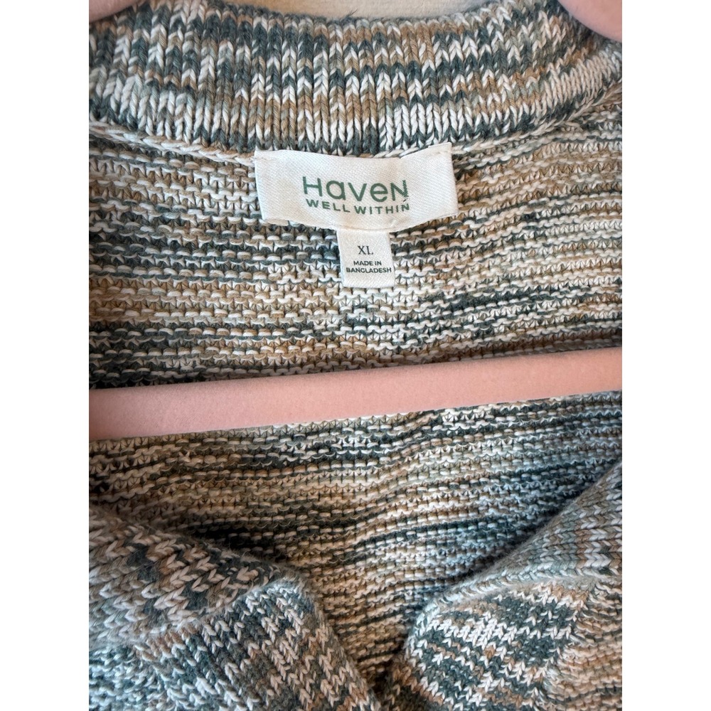 Haven Well Within Women XL Linen Organic Cotton Space Dye Short Sleeve Polo Top - Picture 3 of 5